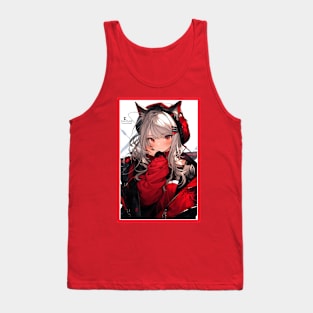 Aesthetic Anime Girl Red White Black | Quality Aesthetic Anime Design | Chibi Manga Anime Art Tank Top